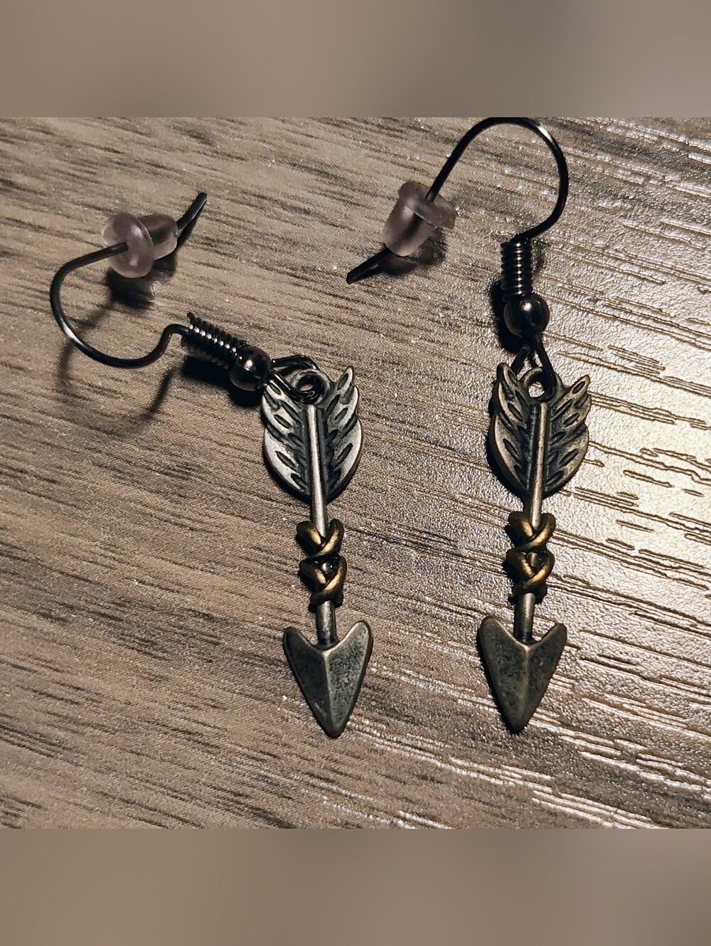 Arrow Charm Dangle Earrings in Antique Silver and Gold Handmade